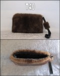 Taske/clutch i brun minkskind