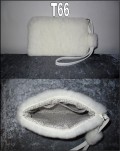 Taske/clutch i hvid minkskind