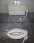 Taske/clutch i hvid mink med hvid læder